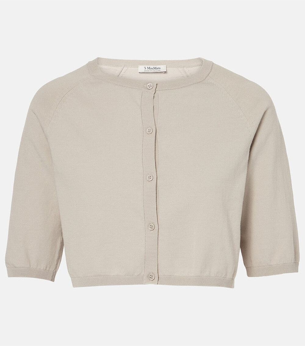 S Max Mara Pam Cropped Cotton Cardigan - S - Pearl